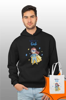 

Angemiel Wear Super Girl Black Male Hooded Sweatshirt Bags Kombin