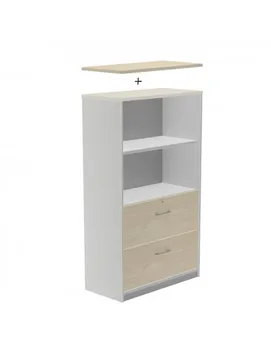 

WARDROBE ALUMINUM/BEECH WITH 2 DRAWERS FILING CABINETS AND 1 SHELF