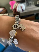 ATHENAIE-amuletos de foto personalizada para pulsera, Plata de Ley 925, imágenes personalizadas de familia, mascotas, amante del corazón, amuletos de corona