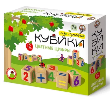 

Cubes wooden "color numbers" 12 PCs (color figures on neokr. Cubes)