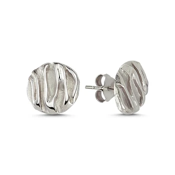 

KUTAYDAN Sterling Wrinkled Round Earrings 925 Sterling Silver