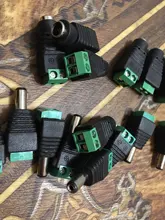 Adaptador de enchufe macho para CCTV, luz LED de un solo color, 12V, 2,1x5,5mm, cc, 10 uds.