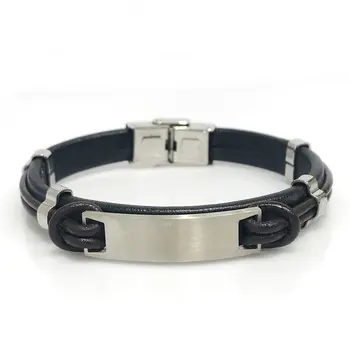 

Name Written Genuine Leather Steel Male Bracelet