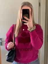 Sudadera de algodón con letras flocadas para mujer, Jersey informal grueso y cálido para otoño e invierno, nueva