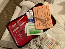 Kit de entrenamiento de sutura quirúrgica, herramienta para operar la piel, Práctica de sutura, modelo de almohadilla de entrenamiento, tijeras de aguja, equipo de enseñanza