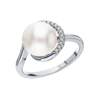 

Silver ring with cultured pearls and cubic zirconia sunlight sample 925