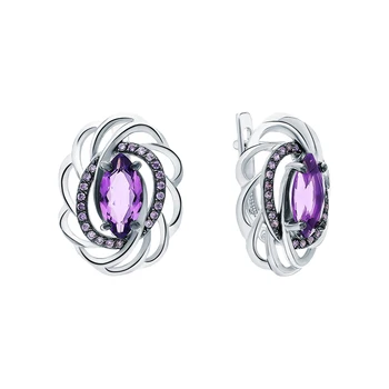 

Silver earrings with amethyst and cubic zirconia sunlight sample 925