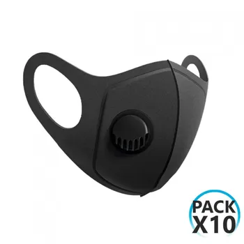 

Pack 10 reusable valve masks black O91