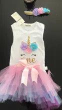 Ropa de 1 año para niña, vestido para niñas con tutú de unicornio, trajes de 1 ° cumpleaños, ropa de Boutique para niñas pequeñas