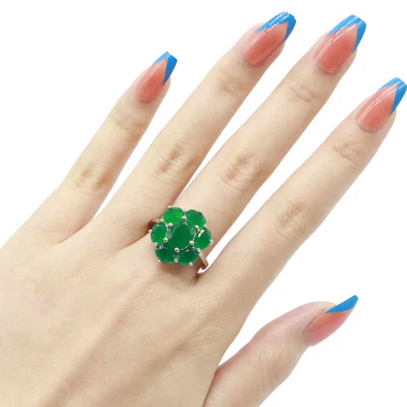 Real Green Emerald Real Red Ruby Silver Ring 20x17mm Women Fashion Jewelry Buy 5 Get 1 Free
