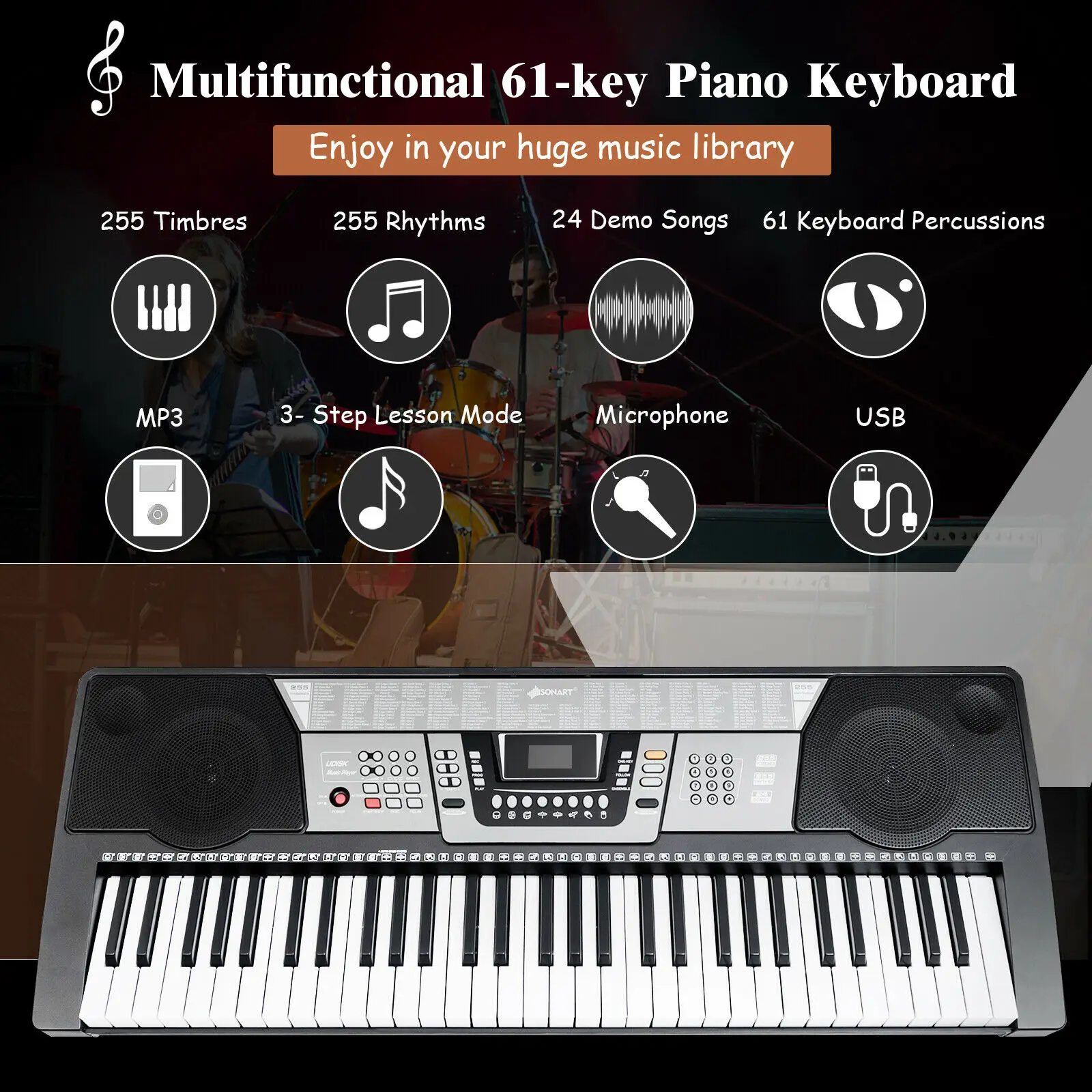 Gymax Sonart 61 Key Electronic Keyboard Piano Starter vrogue.co