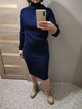 TAOVK Autumn Womens Costume Knitted  Tracksuit  Sweater + Slim Skirt Two-Piece Set