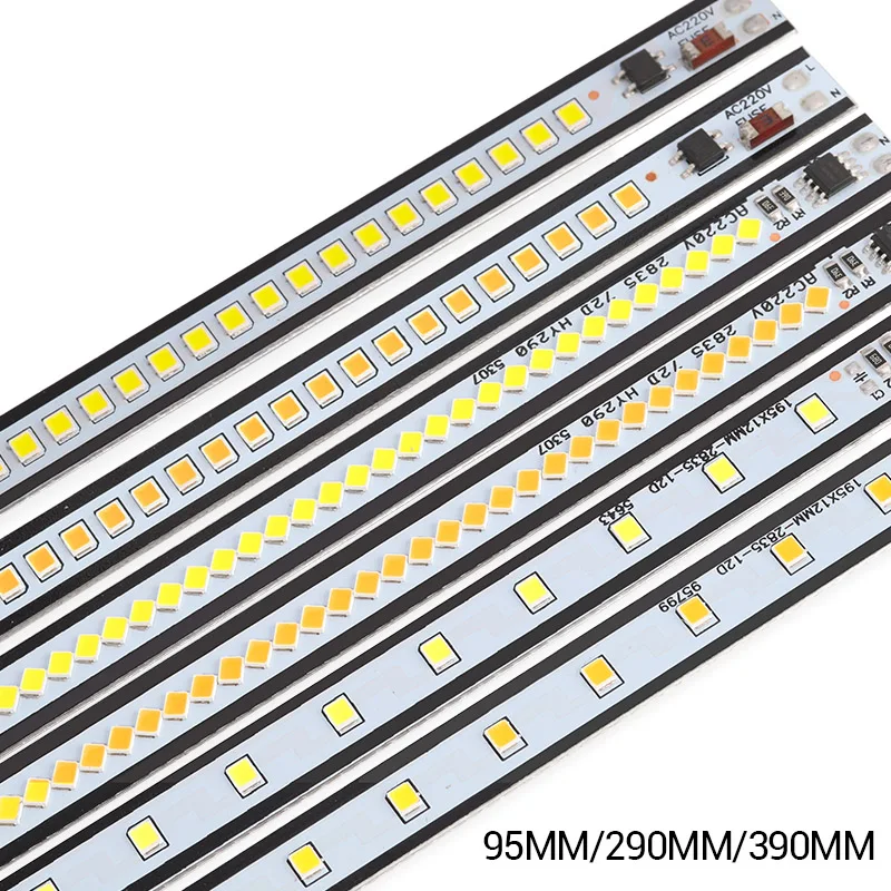 5/10pcs 220V Led Bar Light 195mm 290mm 390mm led rigid strip Aluminium Profile 2835SMD White Warm white Lamp for Kitchen Cabinet | Лампы и