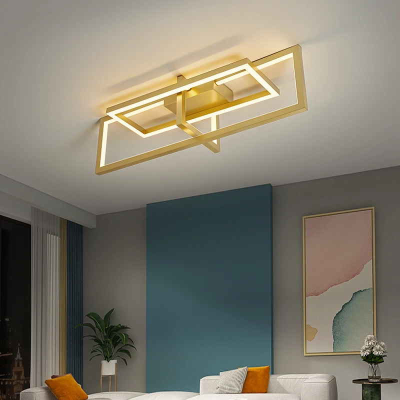 Modern LED Chandelier For Living Room Bedroom Dining Room Kitchen Square Design Ceiling Light Simple Creative Decorative Lamp flush ceiling lights