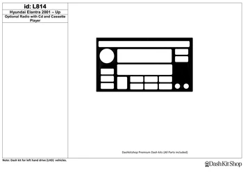 

Interior trim for Hyundai Elantra 2001-UP. Set L814.