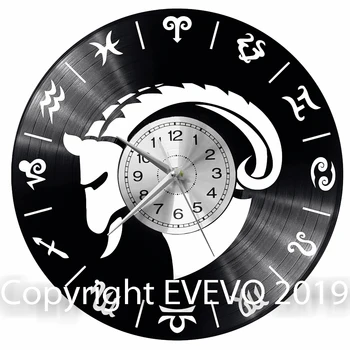 

Zodiac sign Capricorn Clock Vinyl Vinyl Record Retro Clock Handmade Vintage Gift Style Room Home Decorations Great Gift