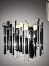 Conjunto de negras brochas maquillaje BEILI, brochas profesionales de pelo Natural de cabra, brochas para base de maquillaje en polvo, brochas para mezclar ojos y maquillaje