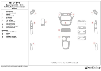 

Interior lining for Saturn Ion 2003-2005. Set L1610.