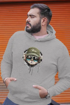 

Angemiel Wear Street Style Cat Gray Men 'S Hooded Sweatshirt