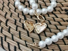 Collar con colgante de concha de amor para mujer, gargantilla de cadena de perlas Simple de 6MM de estilo Vintage, joyería de moda al por mayor