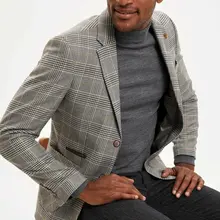 DeFacto Мужской умный повседневный деловой костюм, мужской Клетчатый приталенный Блейзер, мужской профессиональный Blazers-M2943AZ19WN