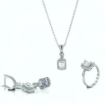 

Diamond Model Top Quality Baget Zircon Silver Set Suit