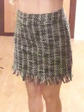 Lady Skirt Tassel Hip-Skater Vintage Plaid High-Waist Women Package Wool SK5583 In-A-Cage