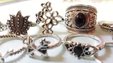Tocona 14 unids/set Vintage Color de plata antiguo anillo para mujer rosa girasoles Cruz geométrico joyas bohemias 4 кольцо 6391