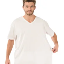 Комплект из 3 турецких хлопковых мужчин плюс размер нижнее белье одежда для сна с коротким рукавом V образным вырезом майка