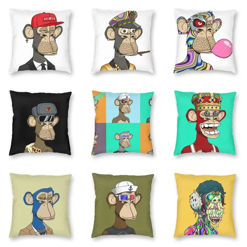 Humor Cartoon Monkey Throw Pillow Decorativo Histed Ape Yacht Club Bayc Modern Cushion Cover Federa Per Auto