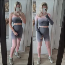 Ropa Deportiva ombré para mujer, conjunto de Yoga sin costuras, ropa de entrenamiento, conjunto deportivo para gimnasio