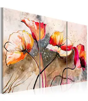 

Painted Picture-wind-whipped poppies