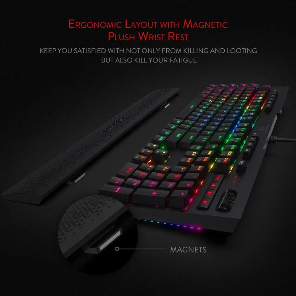  Redragon K586 Brahma RGB Mechanical Gaming Keyboard with 10 Extra On-Board Macro Keys Dedicated Med