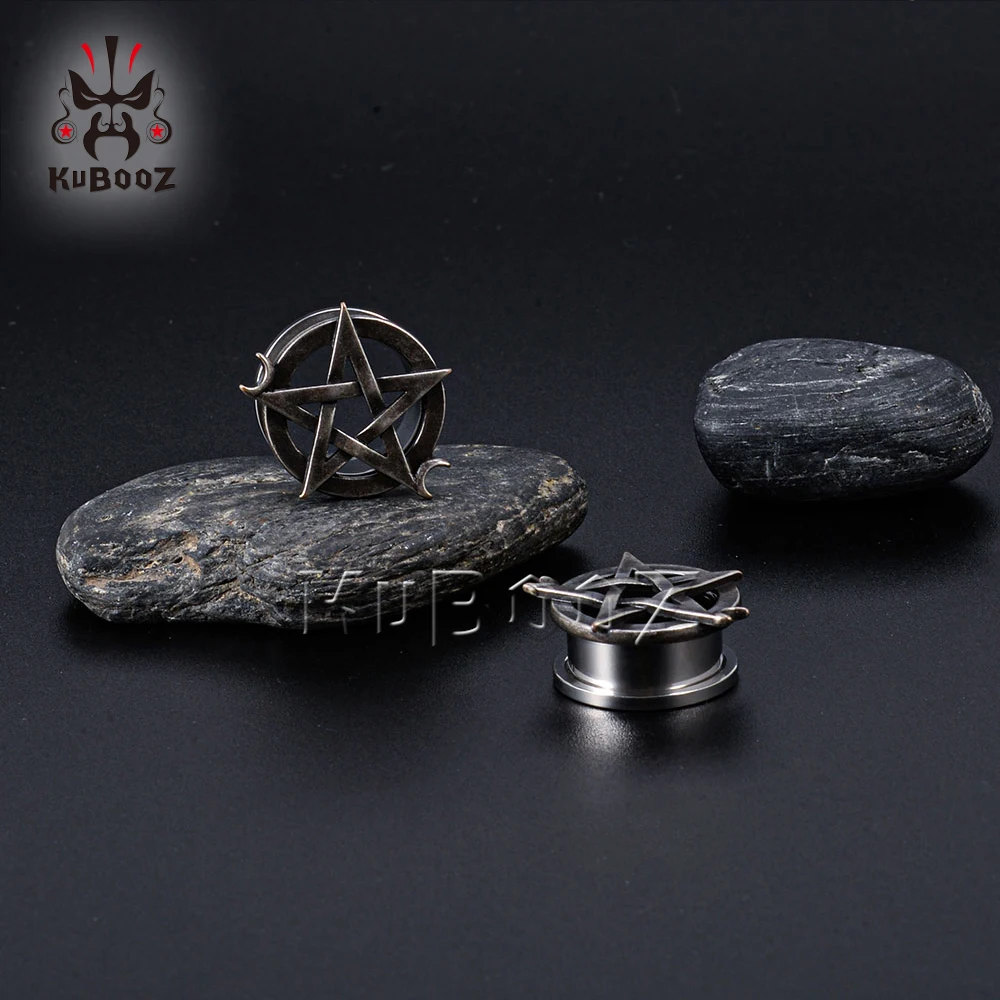 Wholesale Price Stainless Steel Pentagram Star Moon Ear Tunnels Expanders Body Piercing Jewelry Earring Gauges Stretchers 34PCS