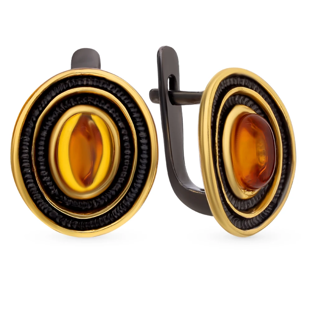 Silver earrings with amber SUNLIGHT test 925