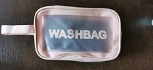 Neceser de viaje para mujer, bolsa de maquillaje portátil de gran capacidad, transparente, resistente al agua, con letras, caja de almacenamiento para el cuidado de la piel