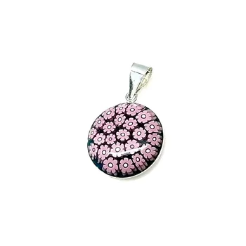 

Pendant 925 sterling silver m 17mm murano glass pink [AA8362]