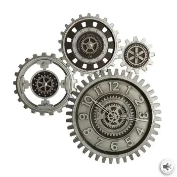 

Wall Clock with GEARS movement. INDUSTRIAL 57x58 cm. Two color silver-black