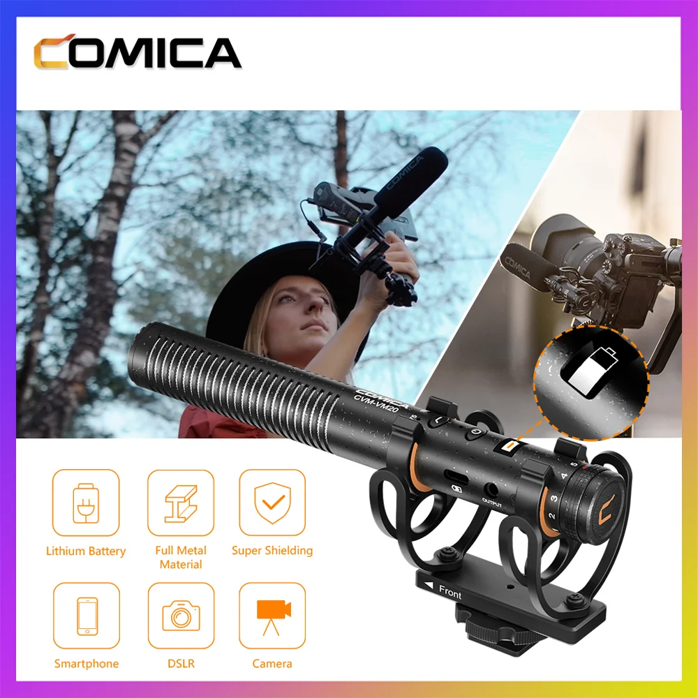 Comica CVM-VM20 Cardioid Shotgun Microphone Professional Recording Mic for Canon for Sony for Nikon DSLR Camera Video Shooting best usb microphone