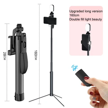 

Wireless Bluetooth Selfie Stick Foldable Mini Tripod Expandable with Remote Control Shockproof handle Filllight for phone Camera