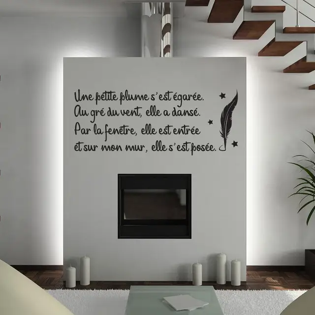 French Text Phrase Citation Feather Vinyl Wall Sticker Wallpaper Decorative For Bedroom Decor Francais Muraux House Decoration Wall Stickers Aliexpress