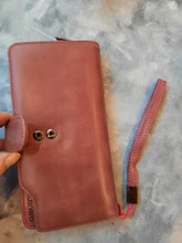 Billetera de piel auténtica para mujer, Cartera de lujo, bolso largo, tarjetero