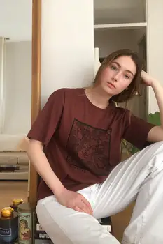 

Trendyol Printed Loose Mould Knitted T-Shirt TWOSS20TS0110