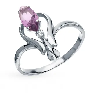 

Silver ring with amethyst and cubic zirconia sunlight