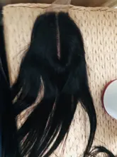 Extensiones de pelo peruano con malla, accesorio capilar liso de 2x6 con cierre de encaje y nudos blanqueados, Color Natural Remy