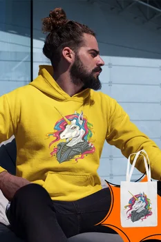 

Angemiel Wear Cool Unicorn Yellow Men 'S Hooded Sweatshirt Bags Kombin
