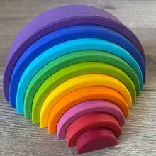 TYRY.HU-mordedor de silicona para bebé, mordedor educativo de arcoíris suave, bloques de apilamiento plegables 3D, juguetes libres de bisfenol A, 7/10 Uds.