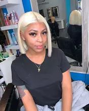 Peluca Bob de rubio miel, peluca recta de Bob corto, peluca brasileña transparente con encaje frontal, pelucas de cabello humano para mujeres negras prearrancadas, 613