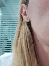 INZATT-Pendientes minimalistas de gota para mujer, de plata de ley 925, joyería fina, cuentas brillantes, cadena de metal larga, aretes de borla, regalo 2018