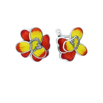 

Silver earrings with enamel and cubic zirconium sunlight sample 925